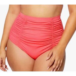 NWT NEW RUBY RIBBON Coral Riviera Pink Ruched Bikini Bottom size 3X 3XL